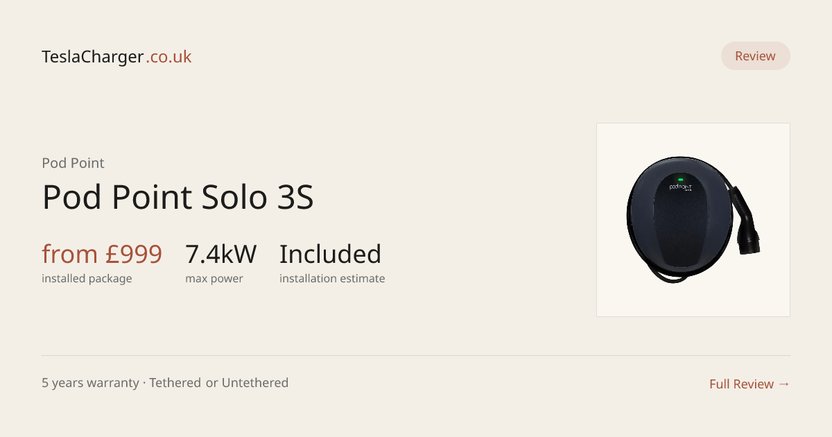 Pod Point Solo 3S Review — £999, UK 2026
